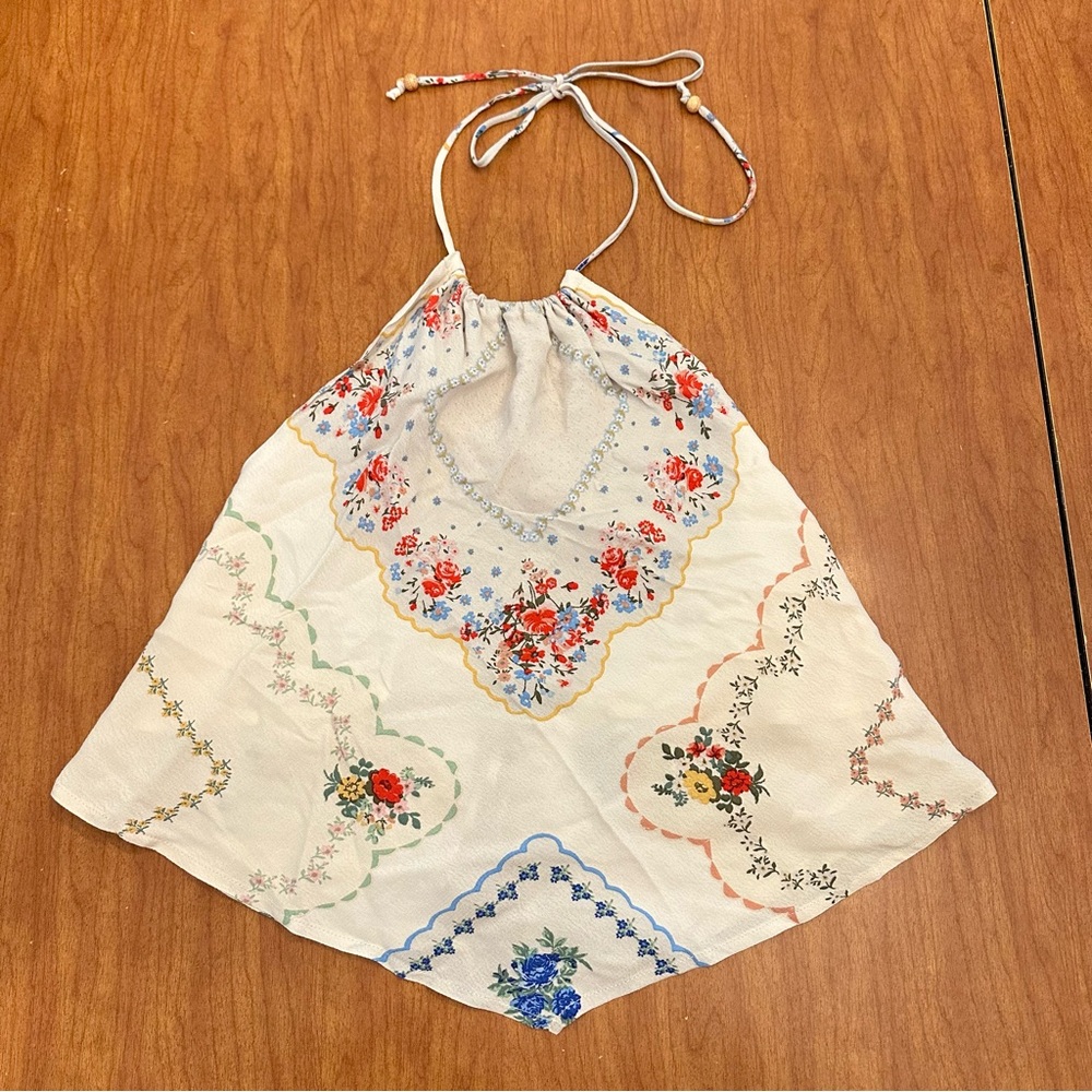 Wild Fable Floral Patchwork Hankerchief Top XXS Halter Cottagecore Boho Festival - Picture 2 of 9